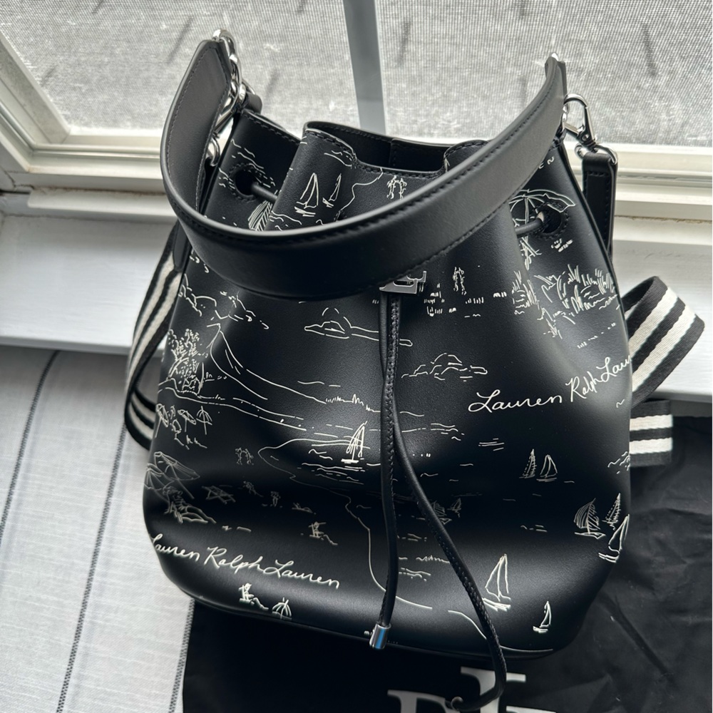 Ralph Lauren summer beach themed coated canvas/vegan leather bag